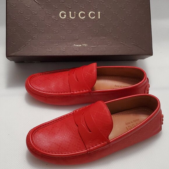 NEW Red Gucci Loafer shoes Sz 9 Mens dress style party - Picture 1 of 9